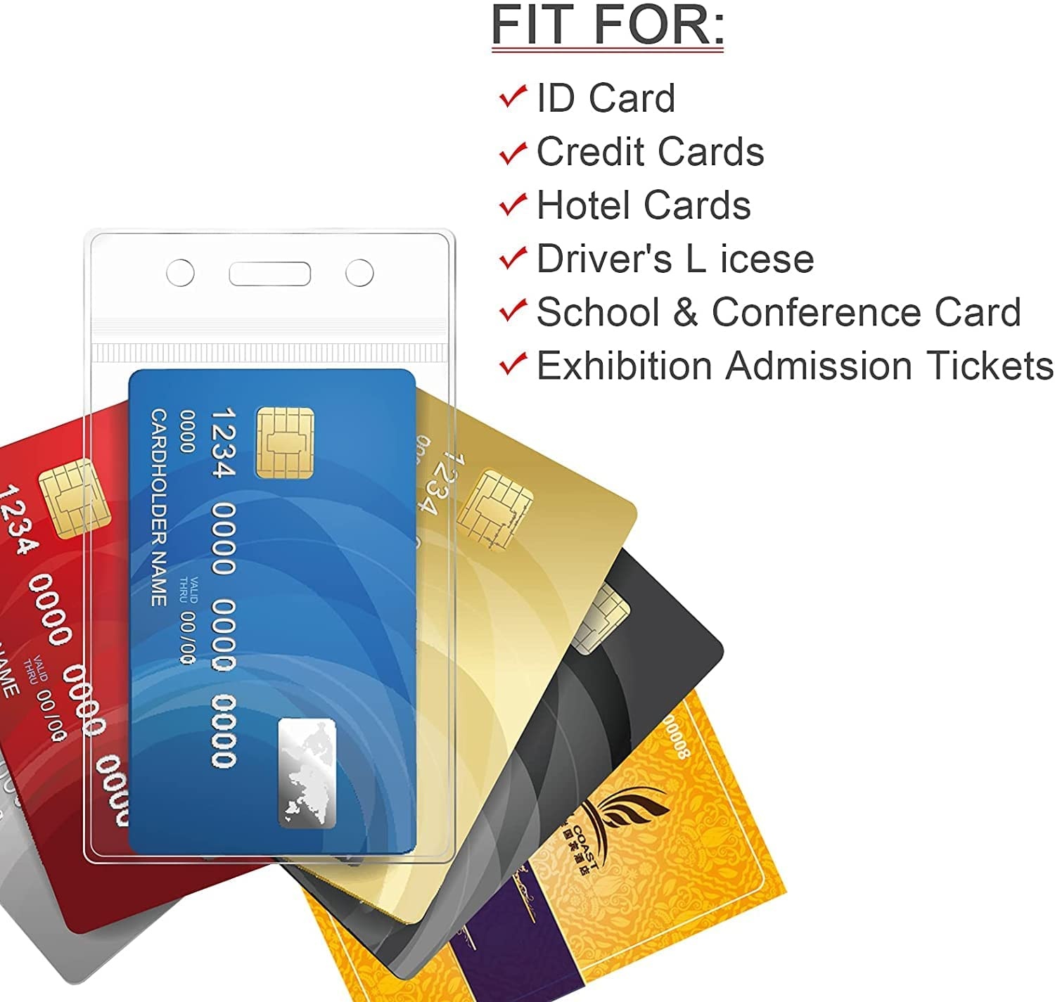 Student ID card holder soft PVC plastic transparent horizontal and vertical Workers business card holder with Lanyard