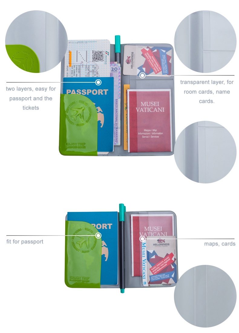 Large Capacity PVC ID Card Ticket Organizer Case Women Men Card Holder Passport Cover Travel Business Card Holder