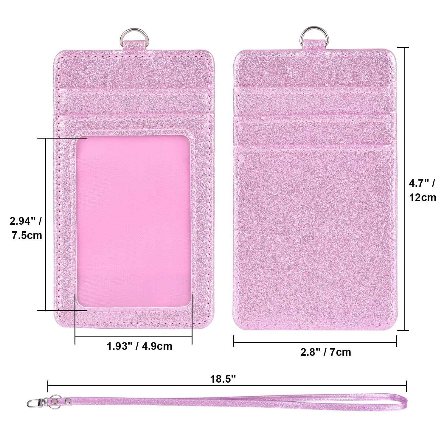 Premium PU leather working badge ID card holder with neck strap lanyard