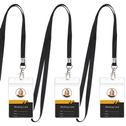 Student ID card holder soft PVC plastic transparent horizontal and vertical Workers business card holder with Lanyard