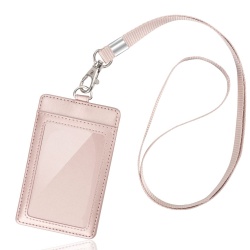 Lanyards ID Card Badge Holder School Student PU Leather ID Card Holder