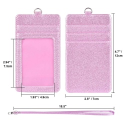 Premium PU leather working badge ID card holder with neck strap lanyard