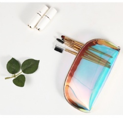 custom Logo clear transparent holographic makeup bag make up pouch pvc cosmetic bags for women