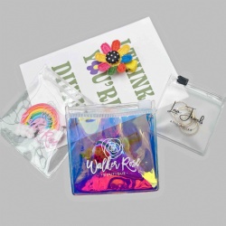 Colored laser holographic Mylar custom logos Cosmetic zip lock Jewelry packaging bags Pouch